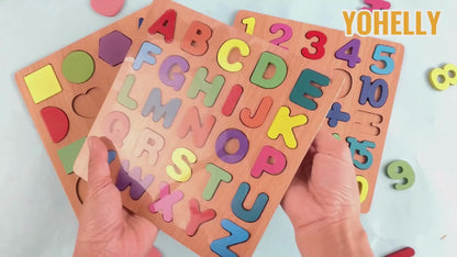 Colorful Alphabet & Number Wooden Puzzle – Educational Toy for Kids