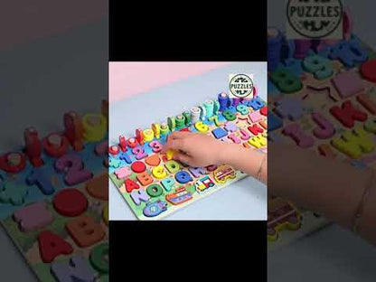 Colorful Alphabet & Number Wooden Puzzle – Educational Toy for Kids